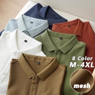 Ready Stock Mesh Polo Shirt Men Casual Baju Lelaki Berkolar Solid Color Baju T Shirt Lelaki Berkolar Baju Polo Lelaki Original 100% Plus Size Golf Shirt