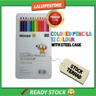 Ninso 12 Pcs Colour Pencil With Steel Case Pensil Warna Dengan Bekas Besi