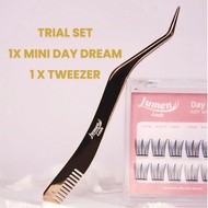 Lumen Lash Trial Set | 1 X Mini Day Dream + 1 X Golden Tweezer | Airy Nano Eyelash 12 Clusters | Ult