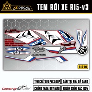 Tem Dán Xe R15V3 Mẫu HP4 | R15V309 | Decal Rời Xe R15 V3 Màu Đen Xanh Đỏ Vàng Xám - Azdecal