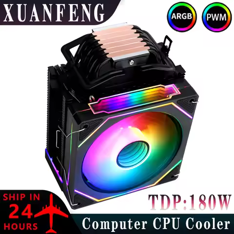 XUANFENG Compatible LGA115x 1200 2011 x79 x99 AMD Efficient Cpu Cooler Black 120mm ARGB Fan 4/6 Heat