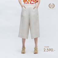 C&amp;D Linen Pants ทรง Gaucho Pants กางเกงขาสี่ส่วน สีเบจ ผ้าลินินพรีเมี่ยม(CXJ6BE)