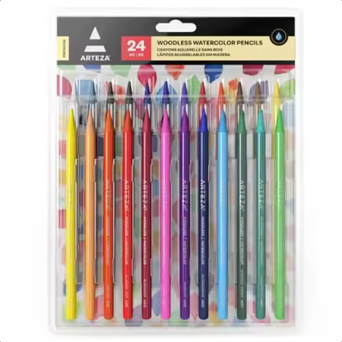ARTEZA Woodl Watercolor Pencils 24 Drawing Pencils Colored Pencils Set for Adults Art plies for Blen