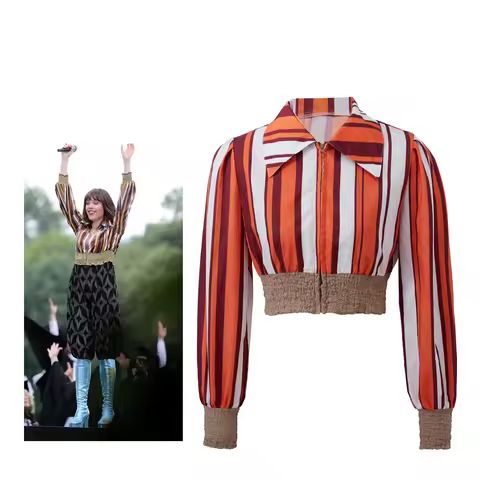 Movie Mamma Mia Here We Go Again Cosplay Costume Donna Sheridan Tanya Costume Orange Crop Top Jacket