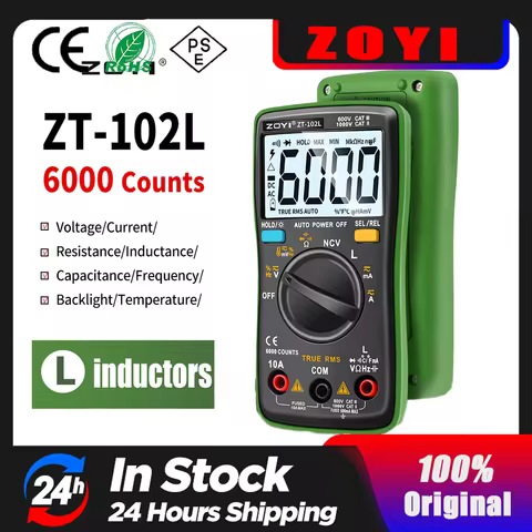 ZOYI ZT-102L Inductance Meter Multimeter Tester T-RMS 6000 Count 60H LCR Meter AC DC Ampere Meter Vo