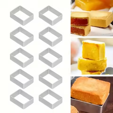 10PCS Pineapple Crisp Mold Rectangle Cheese Cake Molds DIY Mini Cheesecake Cookie Pastries Baking Mo