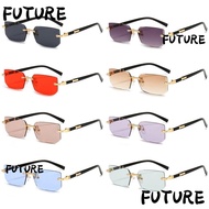 HL-FUTU Rimless Rectangle Sunglasses, Y2K UV400 Protection Frameless Sun Glasses, Trendy Eyewear for
