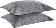 MarCielo 2-Piece Embroidered Pillow Shams, Decorative Microfiber Pillow Shams Set Standard Size Grey