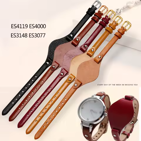 High Quality Leather Watchband 8mm Special for Fossil Female Strap ES3077 ES2830 ES3262 ES3060 ES411