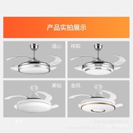 ST-⛵KuppetCeiling fan lights42Inch Ceiling Lamp Bedroom Dining Room Fan Lamp Invisible Living Room Fan Lamp Chandelier E