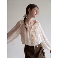 [EGGKA] Women's ruffled chiffon polka dot blouse