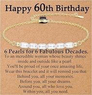 60th Birthday Gifts for Women Pearl Bracelet 60 Year Old Birthday Gift Ideas for Mom, Wife, Grandma