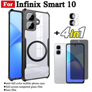 4 in 1 Infinix Smart 10 Shockproof Phone Case With Magnetic Wireless Charging Sticker For Infinix Sm