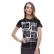 LGS - Regular Fit - Kaos Wanita - Gambar Sablon - Hitam - LTS.555.T767M.018.C