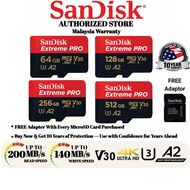 SanDisk Extreme Pro MicroSD Card 64GB-1TB 200MB/s U3 A2 4K High Speed TF Card with Adapter