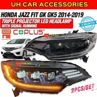 HONDA JAZZ FIT GK GK5 2014 - 2019 TRIPLE PROJECTOR LED HEADLAMP WITH RUNNING SIGNAL