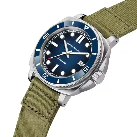 Canvas Men's Mechanical Watches Movement Sapphire Glass Canvas Watchband Wristwatch Automatic Clock 