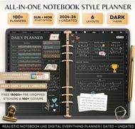 All-in-One Digital Planner 2024 2025 2026 Undated Planner Goodnote templete Free 15000+stickers