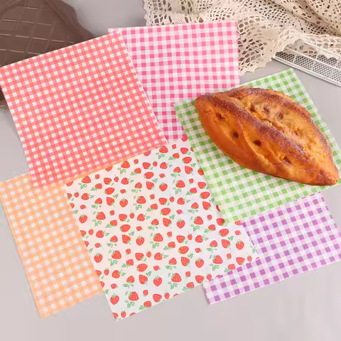 100pcs Food Waxed Paper Oil-Proof Wax Paper Bread Sandwich Burger Fries Macarons Packaging Kitchen B