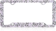 Stainless Metal Car License Plate Frame Covers with 4 Holes - Unique Designs, Standard Size for U.S.