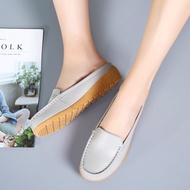 >NB🎀Women's Casual Leather Loafers Women's Flat Moccasin Shoes Women's Fashion Shoes Kasut Perempuan