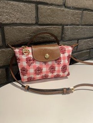 💜Longchamp龍驤 mini迷你小包田園風 單柄印花粉色   手拿包 手提袋 斜挎包 單肩包  通勤  生日禮物  節日 情人節 Crossbody bag shoulder bag commu