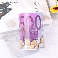 STE Tinplate Cylinder Piggy Bank Euro Dollar Picture Box Household Saving Money Box SG