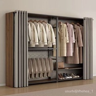 🚢Open Wardrobe Bedroom Floor-Standing Coat Rack Metal Wardrobe Full Steel Frame Double-Layer Full Hanging Wardrobe