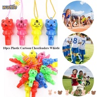 WATTLE 10pcs Plastic Whistle Soccer Football Basketball Referee Sport Rugby With Black/Yellow Rope Cartoon Whistles