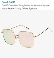 GAMT แว่นกันแดด Polarized Sunglasses For Women Square Lens Full Frame 58MM. RoseGold Color