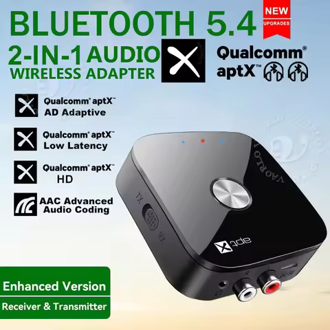 APTX Bluetooth5.4 Audio Transmitter Receiver aptX-Adaptive/HD/LL 3.5MM AUX Multipoint 2in1 Wireless 