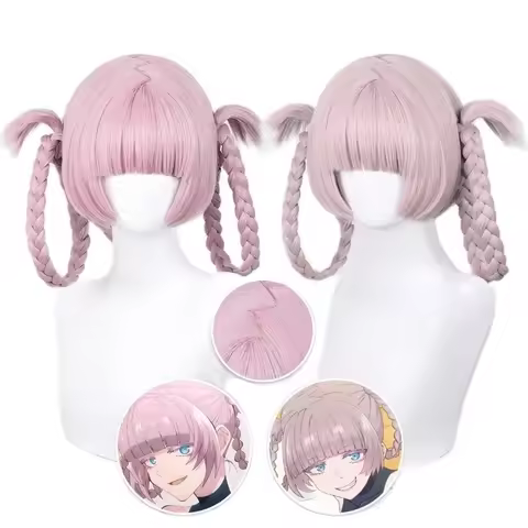 Anime Call of the Night Nanakusa Nazuna Cosplay Wig Pink With Double Braid Yofukashi no Uta Nanakusa