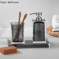 Nordic High-end Resin Liquid Soap Dispenser Tooth Mug Tray Hotel Bathroom Washing Tools Restroom Toiletry Supplies Accessories