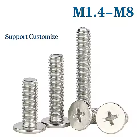M1.4 M1.6 M2 M2.5- M8 304 Stainless Steel CM Cross Phillips Ultra Thin Super Low Flat Wafer Head Scr