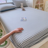 【100%cotton】Classic Fitted Bedsheet Single / Super Single/Queen / King/super King Size Bedsheet Dormitory Bed Cadar Pillowcase Mattress Protector