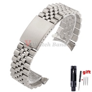 19mm 20mm 21mm Curved End Stainless Steel Watch Bands for Rolex DATEJUST for Jubilee Solid Strap Bra