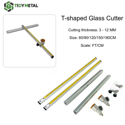 T Glass Cutter T-Shaped Push Cutter Self Oiling Adjustable 60-90cm Alloy Head Thickened Aluminum Rai