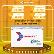 [MỚI 100%] VH-3699W4K - Tủ Đông Mát mặt kính cường lực Inverter Sanaky 260 L VH-3699W4K  dàn lạnh Đồ