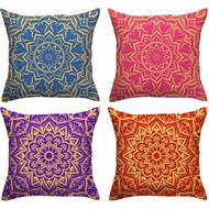 Sarung Bantal Hiasan Berwarna-warni India 18x18 Set 4 Sarung Bantal Diwali Hiasan Diwali India Hiasa