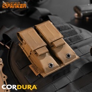 Tactical Dual Magazine Pouch 9mm Removable Lid Quick Draw Molle Magazine Holster Flashlight Tool Bag