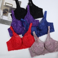 Baju Dalam Wanita Bra Berdawai Cup C/D #34~46 Full Cup Bra Plus Size Wired Lace Cotton Thin Span Lin