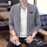 Autumn Fashion Solid Color Single Breasted Slim Cardigan Men Casual V-neck Sweater Men Sueter Hombre