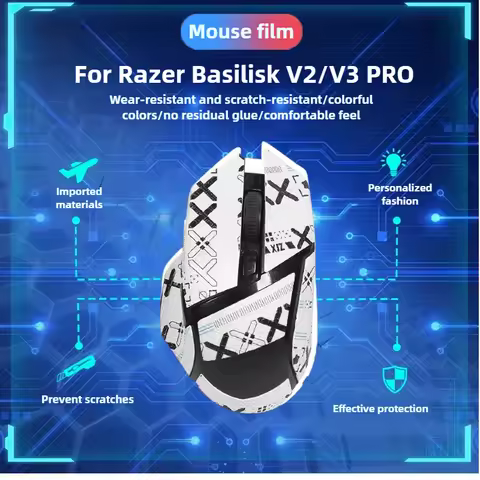 Anti Slip Grip Sticker with Sweat Absorbing For Razer Basilisk V2/V3 PRO Free Cleaning Pads Included