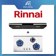 RINNAI RH-S3059-PBW 90CM BLACK SLIMLINE HOOD + RINNAI RB-93US 3 BURNER STAINLESS STEEL GAS HOB