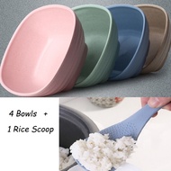 4 Colorful Wheat Straw Bowl + 1 Rice scoop (Set of 5)