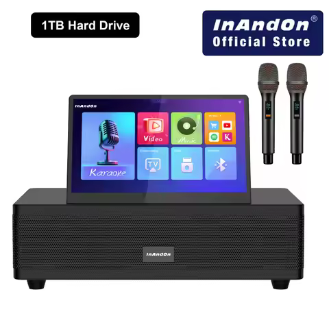 InAndOn M6 Karaoke System All in One 12.2" Screen 1TB HDD Built-in 9 Speakers 2 Wireless Microphones