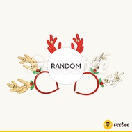 Bando Natal Rusa Borci Glitter Bel Besar (V89) | Telinga Glitter (V91) | Aksesoris Kepala Xmas