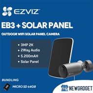 EZVIZ EB3 + SOLAR PANEL 3MP OUTDOOR WIFI BATTERY CAMERA 5200MAH FREE MICRO SD 64GB
