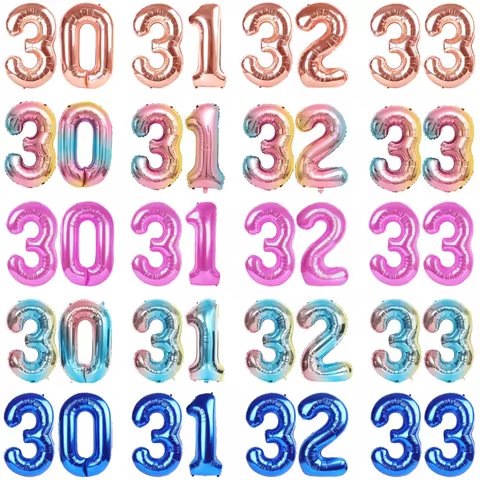 32 Inch Number 30 to 39 Foil Balloons 30th Birthday Party Decorations Adult Men Women Rose Gold Grad