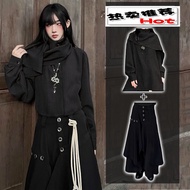 [Chinese & French Inspired Two-Piece Suit] Spring/Autumn Ready - Stand-Up Collar Shirt & Wide Leg Cu